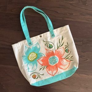 Cotton tote bag with floral print